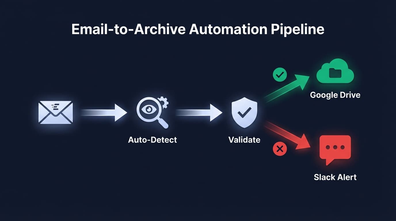 Validierungs-Pipeline: Email → Parse → Validate → Archive