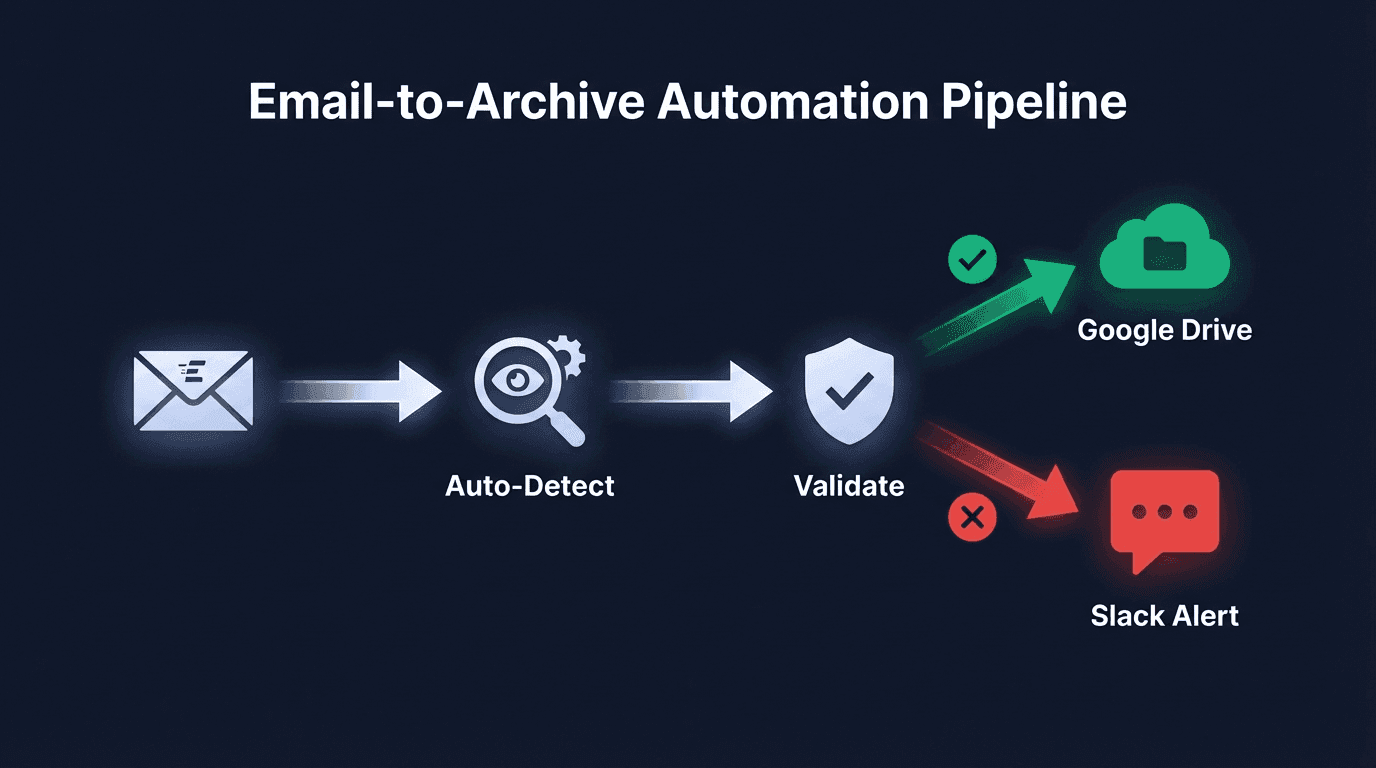 Validierungs-Pipeline: Email → Parse → Validate → Archive