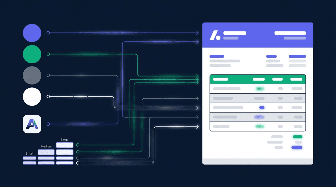 Color and typography tokens flowing into an invoice